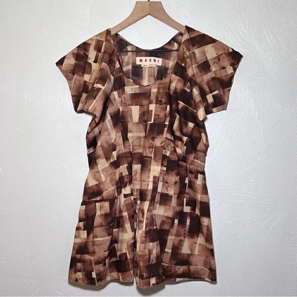 Marni Boxy-Cut Geometric Print Blouse